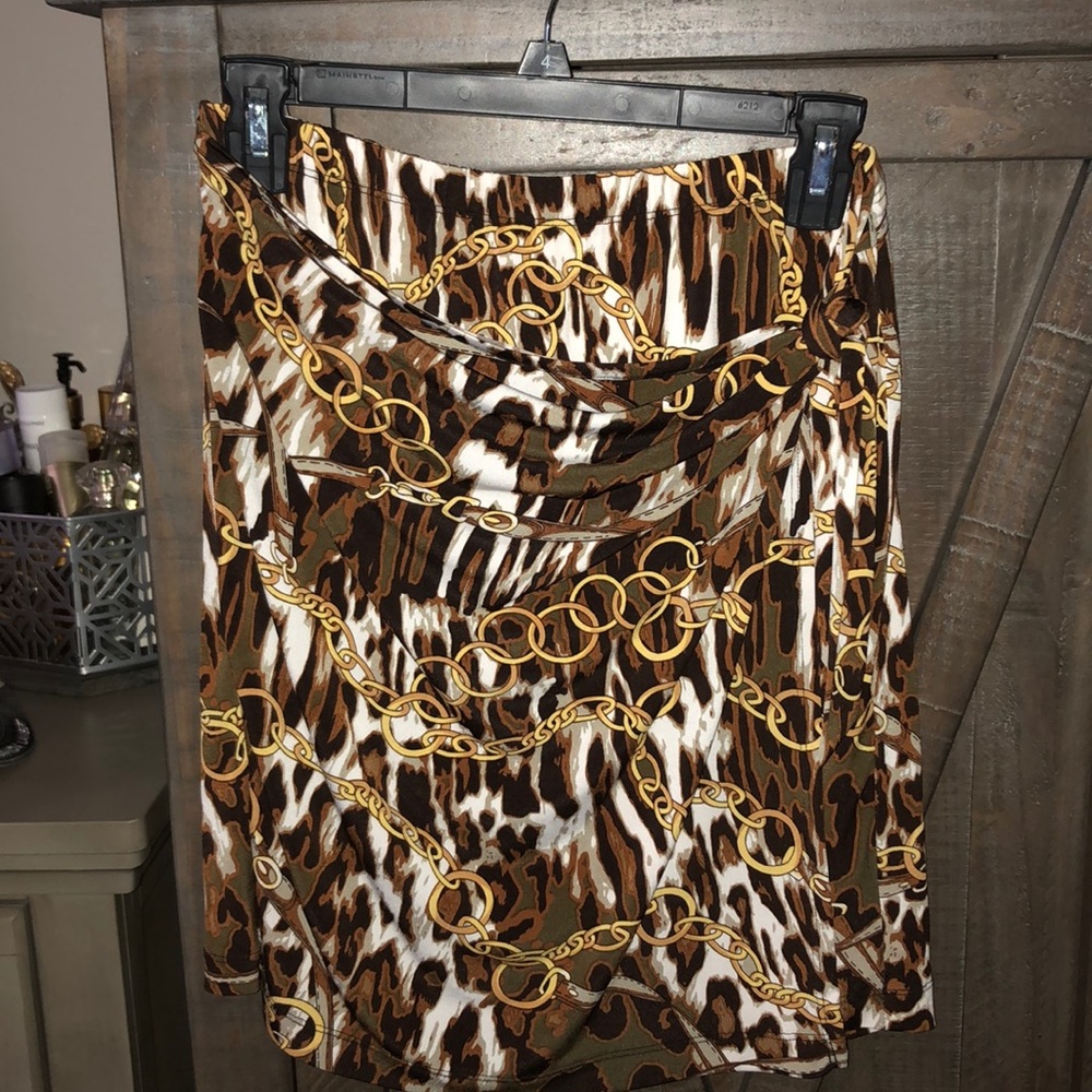 Cache Classy Faux Wrap Mini Skirt size Small